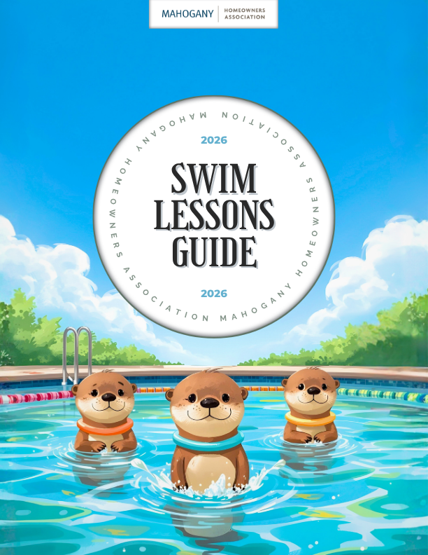 Cover of the 2026 Mahogany HOA Swim Lessons Guide